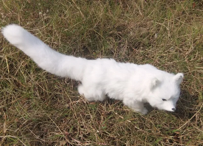 beautiful simulation fox toy white plastic&fur standing fox doll gift