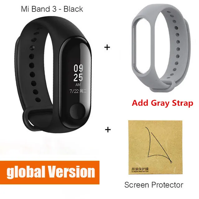 Xiaomi mi Band 3 умный фитнес-браслет трекер Смарт-часы браслет OLED тачпад монитор сна Пульс mi Band 3 - Цвет: Globalgray film