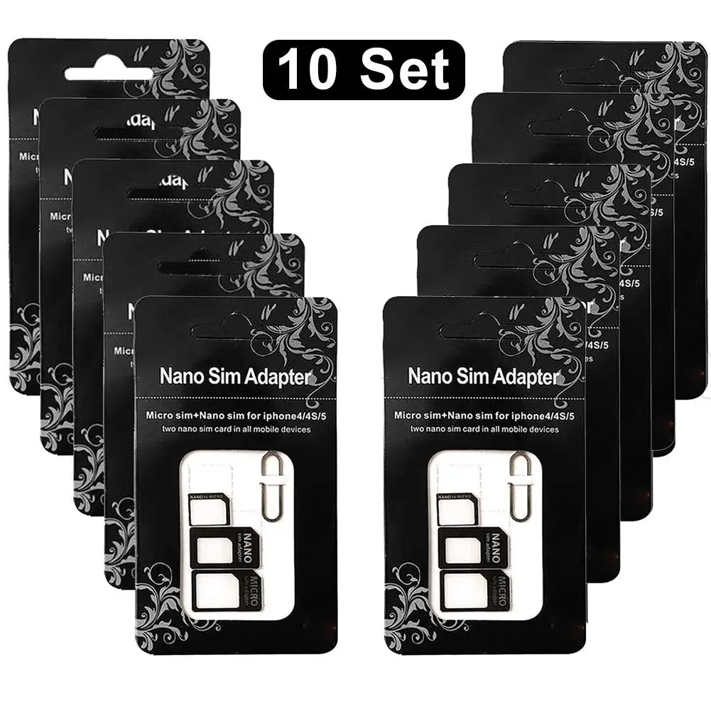 

New 10PCS 4 in 1 Universal SIM Card for Nano SIM Card Set Micro Standard SIM Adapter Converter