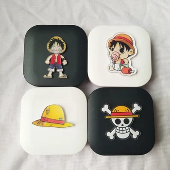 

LIUSVENTINA DIY Acrylic Cute One Piece Pirate Luffy Contact Lens Case With Mirror Box Container for Color Lenses Gift for Kid