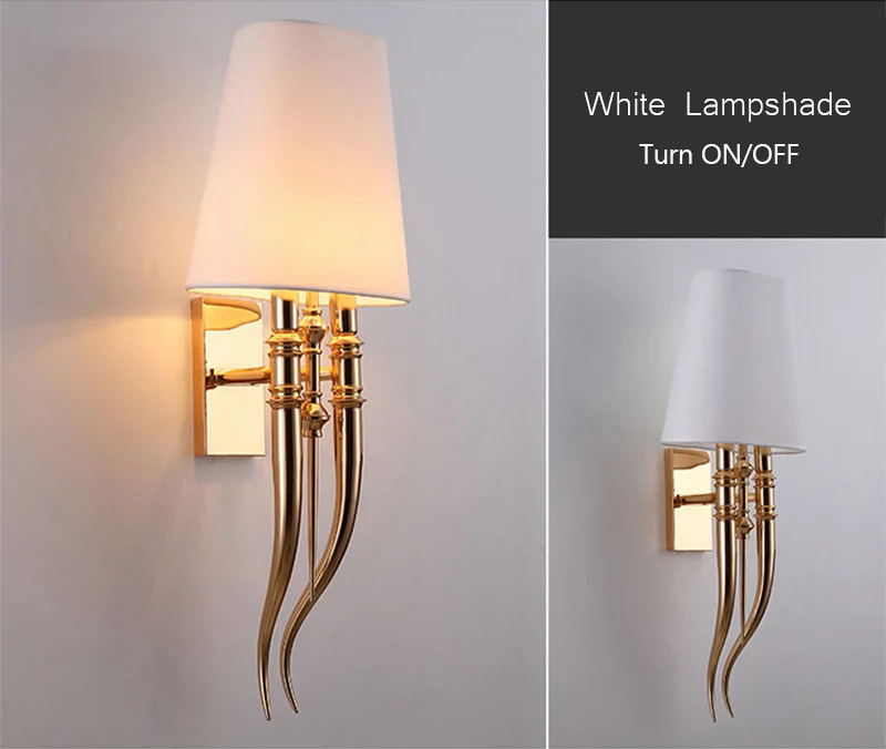 Modern Iron Claw Horn Cloth LED Wall Light Bedroom Bedside Wall Lamp Dining Living Room Wall Sconce Light Fixtures (3)