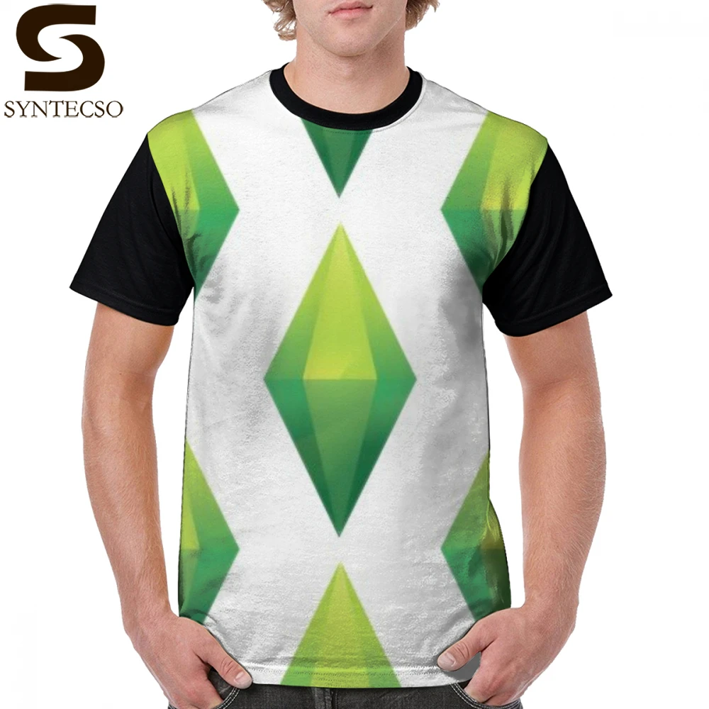 The Sims 4 T Shirt The Sims 4-Plumbob Green T-shirt Повседневная футболка с графическим рисунком из 100 хлопка, потрясающая Мужская футболка