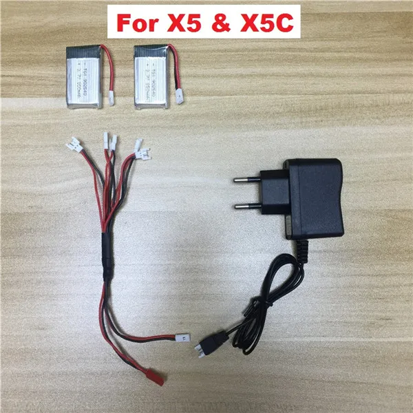 Teeggi 850mAh 3,7 V LiPo батарея+ евро вилка AC зарядное устройство для SYMA X5C X5 X5SW X5HW X5HC RC Дрон Квадрокоптер запасные части батареи - Цвет: 2x850 X5C