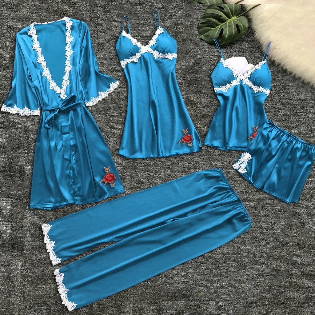 

Sexy Sleepwear Women Lace Nightwear Underwear Babydoll Sexy 5PC Suit Summer New Products Ladies Home Clothes Thin 4.24
