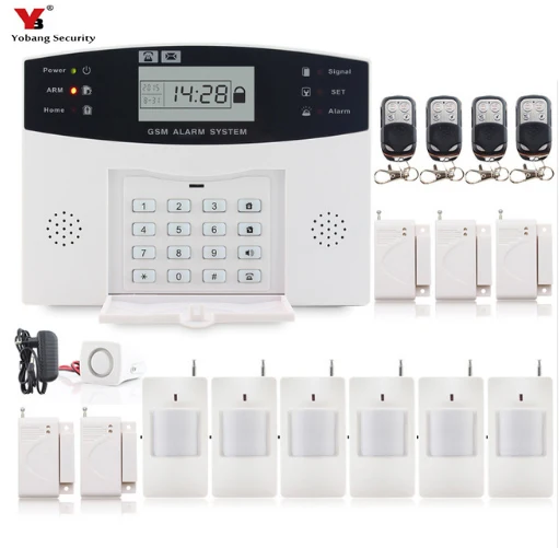 

YobangSecurity LCD Display Wireless GSM SMS Home Security Burglar Alarm System Russian French Spanish Voice Smoke Fire Sensor
