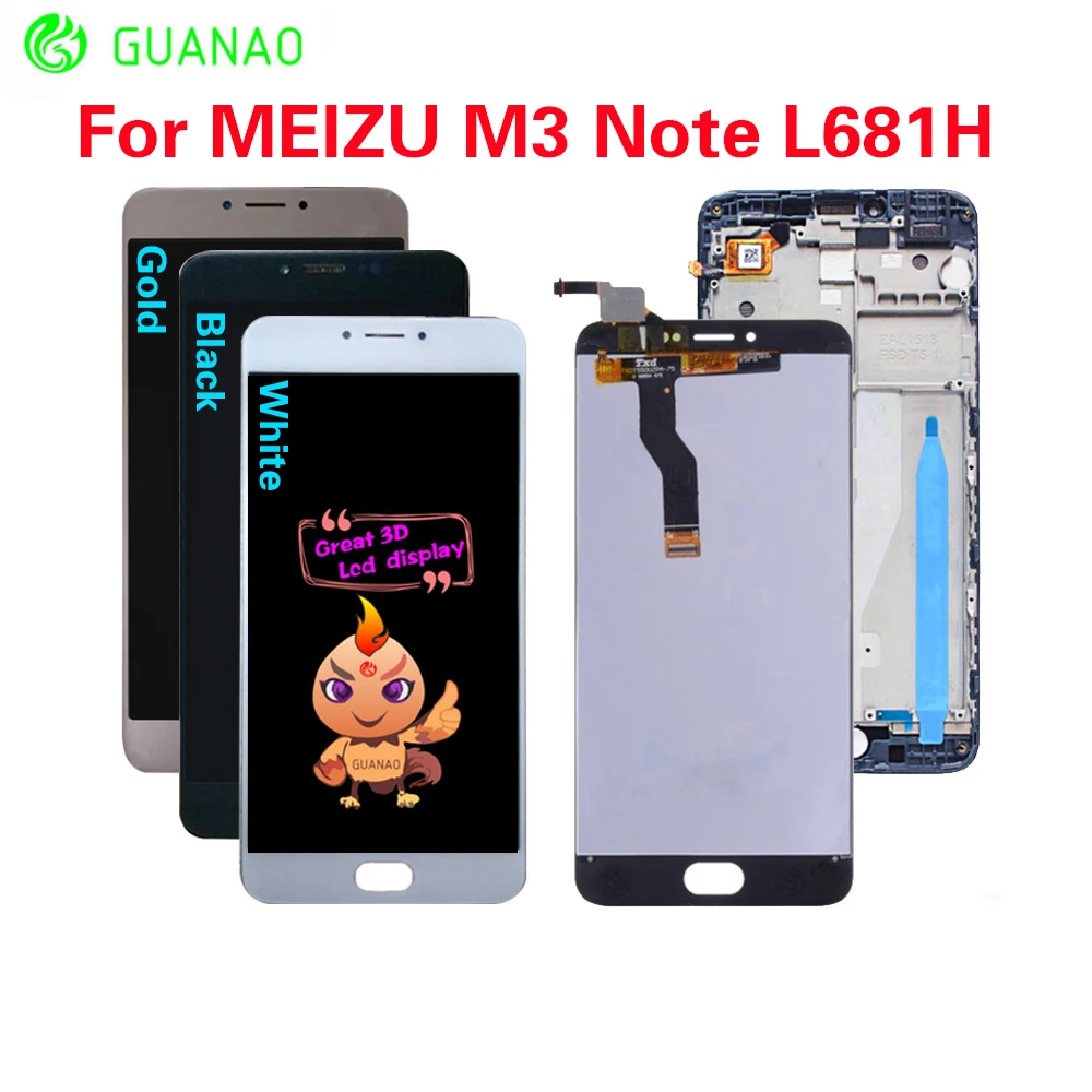 

Original 5.5" For MEIZU M3 Note L681H LCD Display Touch Screen with Frame Digitizer For Meizu L681H Screen Replacement pantalla