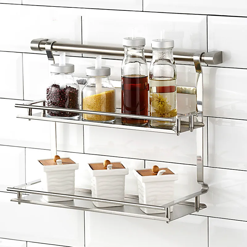 304 Stainless Steel Kitchen Seasoning Storage Rack Pendant Wall Hanging Rack Wall Hanger Hardware Pendant 