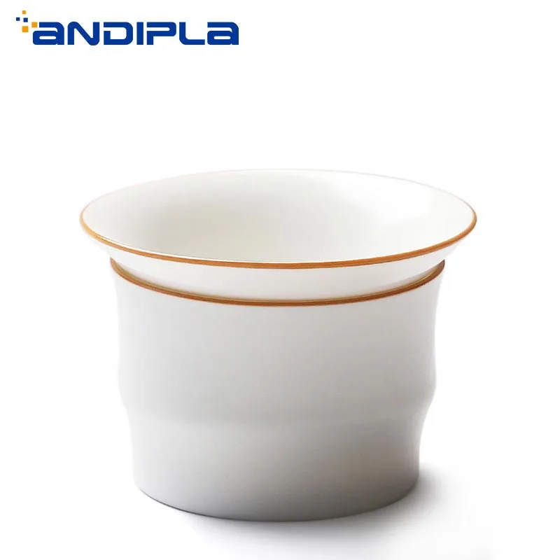 Japanese Style Tea Filter holder Kit Boutique Handmade Ceramics Kung Fu Set White Porcelain Coffee Strainer with Screen | Дом и сад