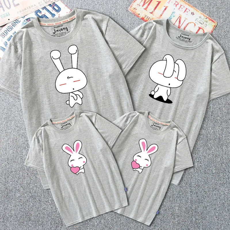 

1PC Mum And Daughter Clothes Short Sleeve Family Clothing Cartoon Family Look Father Son Matching Clothes Kids T shirt