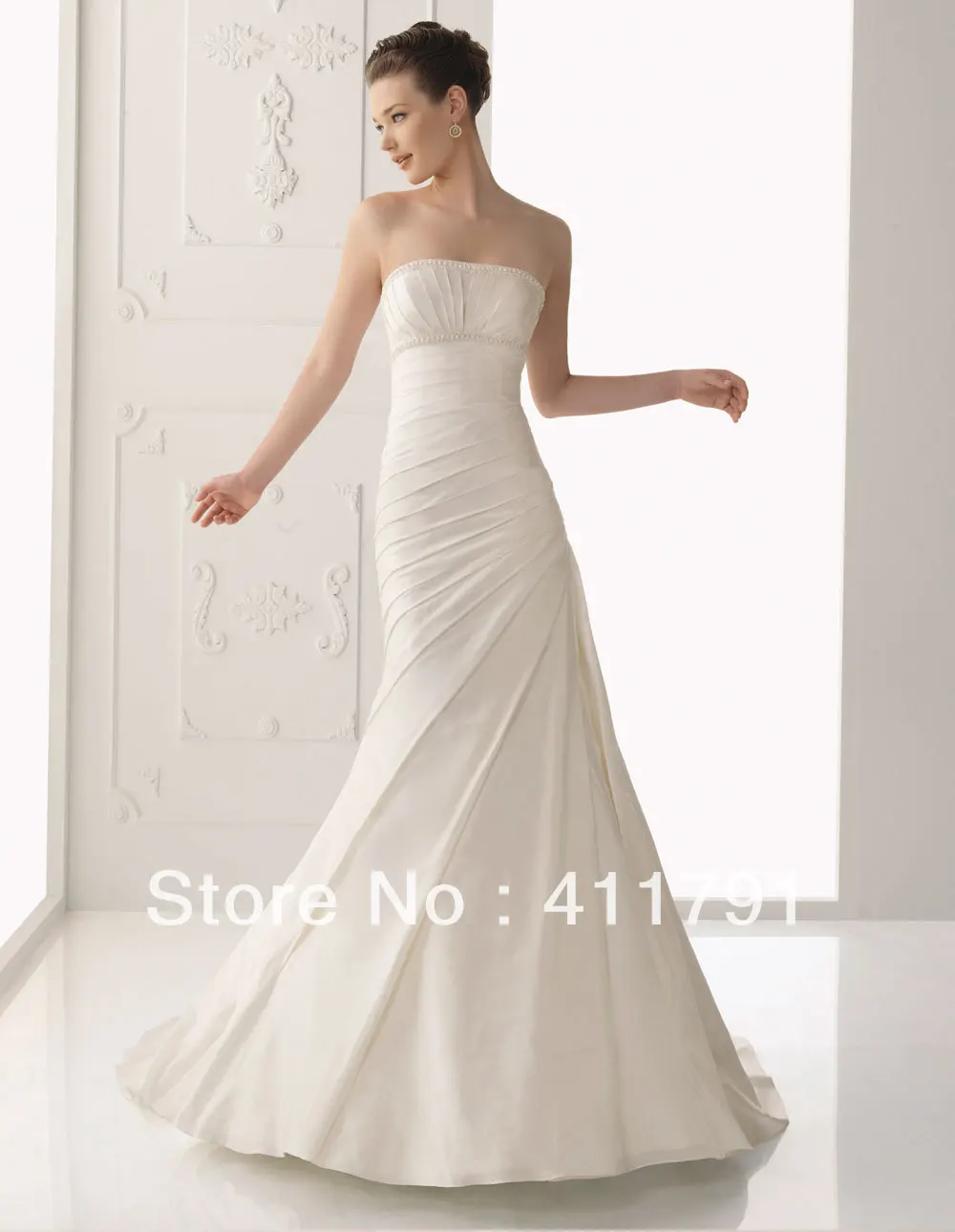 Free shipping Zipper Organza Beaded Ivory Fold Tra...