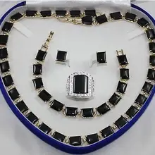 Благородство женщина натуральный-благородный натуральный черный оникс ювелирные изделия Подарочная коробка набор AAA+ коробка град покрытием