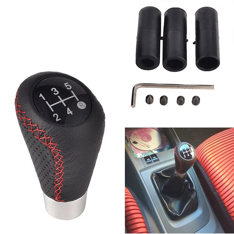 New 5 Speed Manual Car Gear Shift Knob Shifter Lever Aluminum Stitch