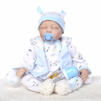 

22''Handmade Lifelike Baby Girl Doll Silicone cloth body sleeping doll Vinyl Reborn Newborn Dolls+Clothes
