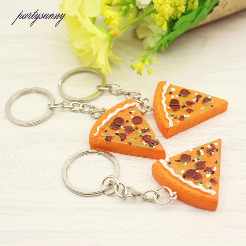 

PF Food Keychain Resin Pizza Keyring Baubles Pendant for Key Gift Bags Accessories Key Chains Chaveiro Llaveros Jewelry YS103