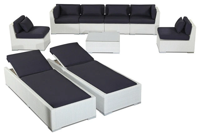 Patio Furniture 9 Piece Sofa Set And Chaise Lounge White Wicker Navy Wicker Patio Set Piecefurniture Sofa Set Aliexpress