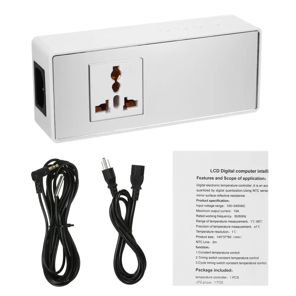 AC105-240V 10A цифровой термостат регулятор температуры контрольный Лер микрокомпьютера, температурный переключатель управления с NTC