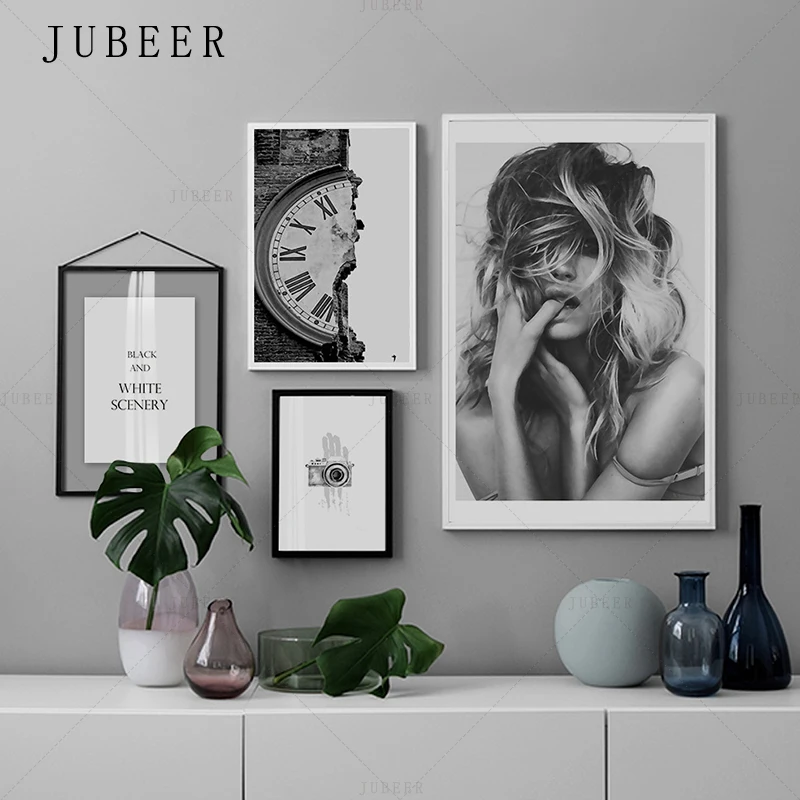 

Nordic Minimalism Poster Black and White Characters Frameless Decorative Painting Lving Room Wall Art Inspirational Maxim