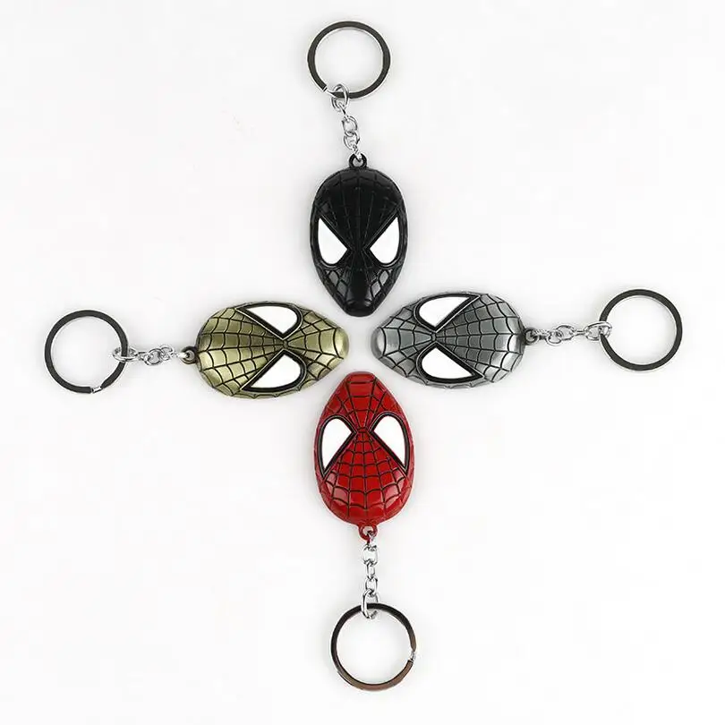 

BERTHATINA NEW High quality Marvel Super Hero Spiderman Keychain Mask Alloy Key Chains The AvengersThe Amazing Metal Key Ring