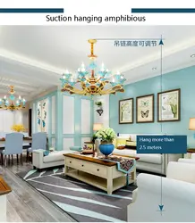 Новый китайский Стиль керамика люстра Гостиная хрустальные люстры Освещение для обеденной дуплекс лестницы роскошный цинковый сплав
