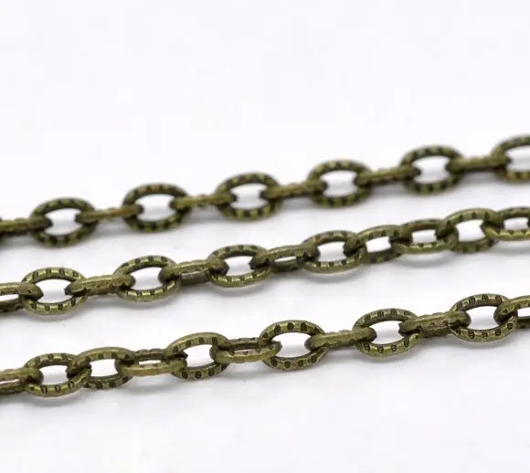 

DoreenBeads Retail Antique Bronze Textured Link-Opened Cable Chain Findings 4.5x3mm,sold per pack of 10M