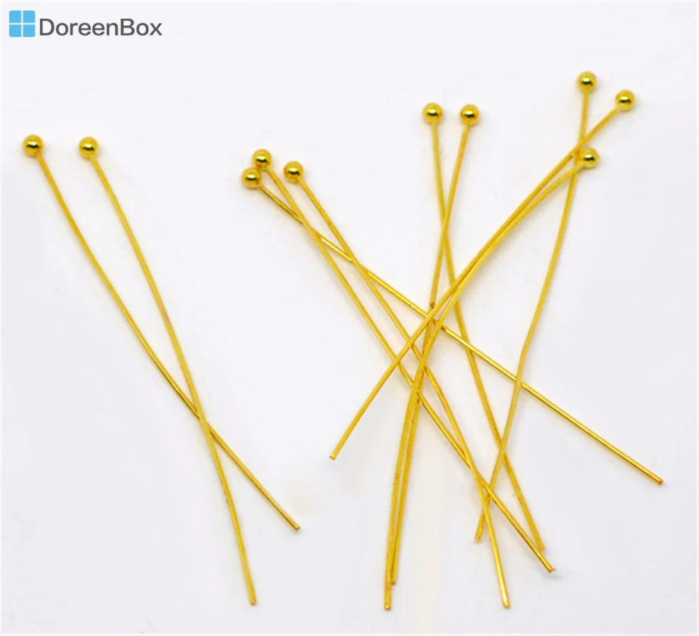 Doreen Box Lovely 300 PCs Золотой цветной шарик Head Pins 0 5x50mm(24 gauge) (B03491)|ball head pins|head pinspin |