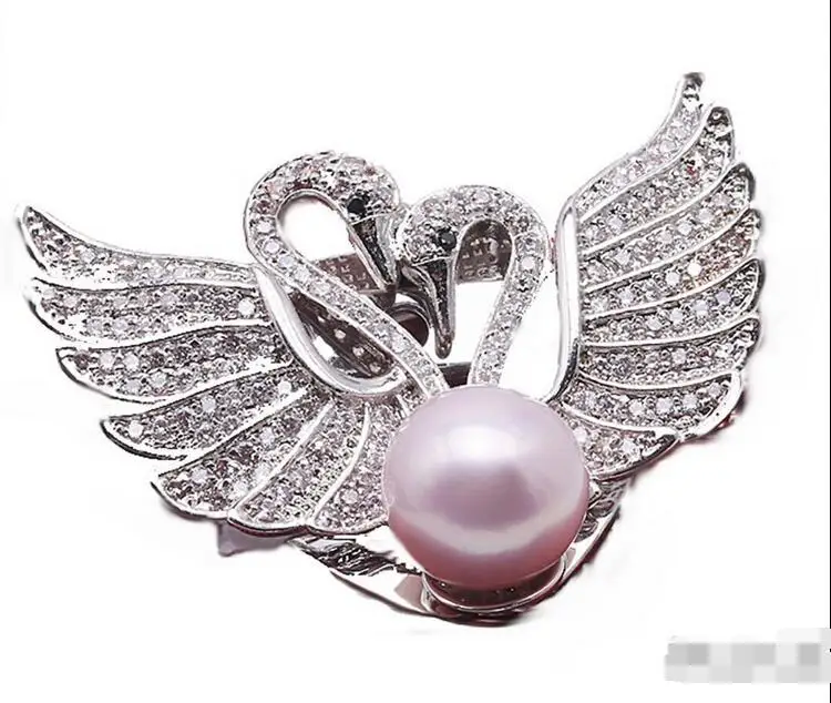 

Wholesale price ^^^Lovely Swan With 10.5mm Lavender Freshwater Pearl Brooch