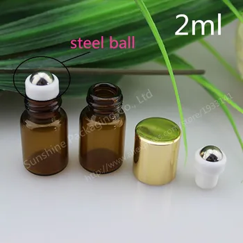 

200x2ml Amber Tube Glass Roll-On Fragrance Perfume Bottles,Refillable & Portable 2ml Perfume Roll On Bottle Hot sale
