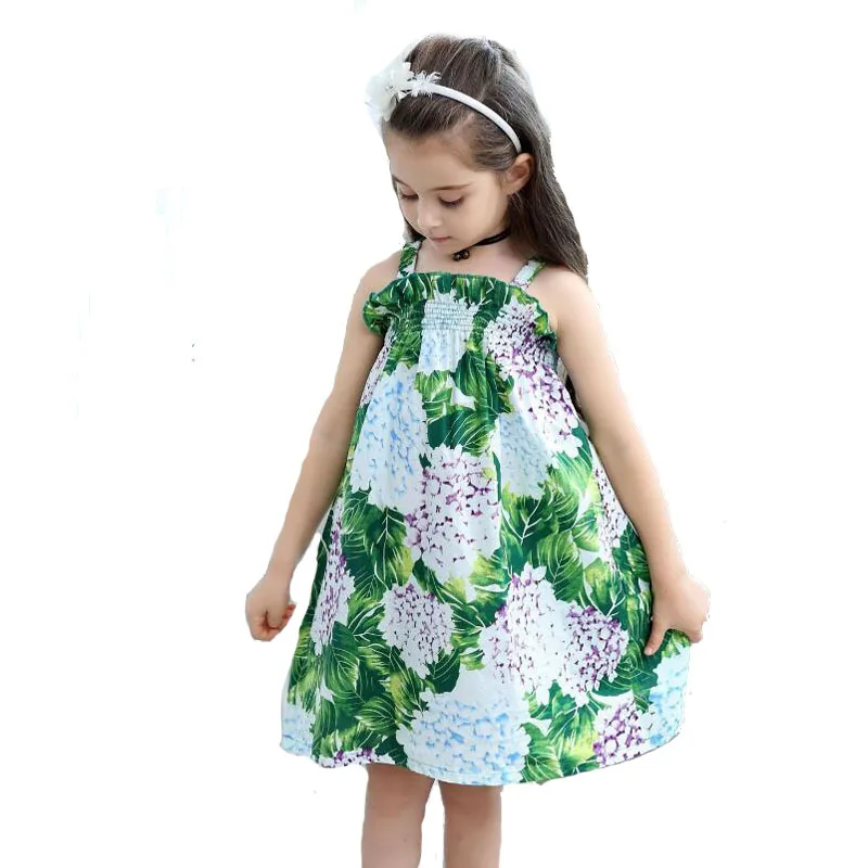 

2018 Children Girl Holiday Clothing Beach Bohemian Dress Dress Leaf Cotton Summer Flower Dress For 2-9 Year Girl