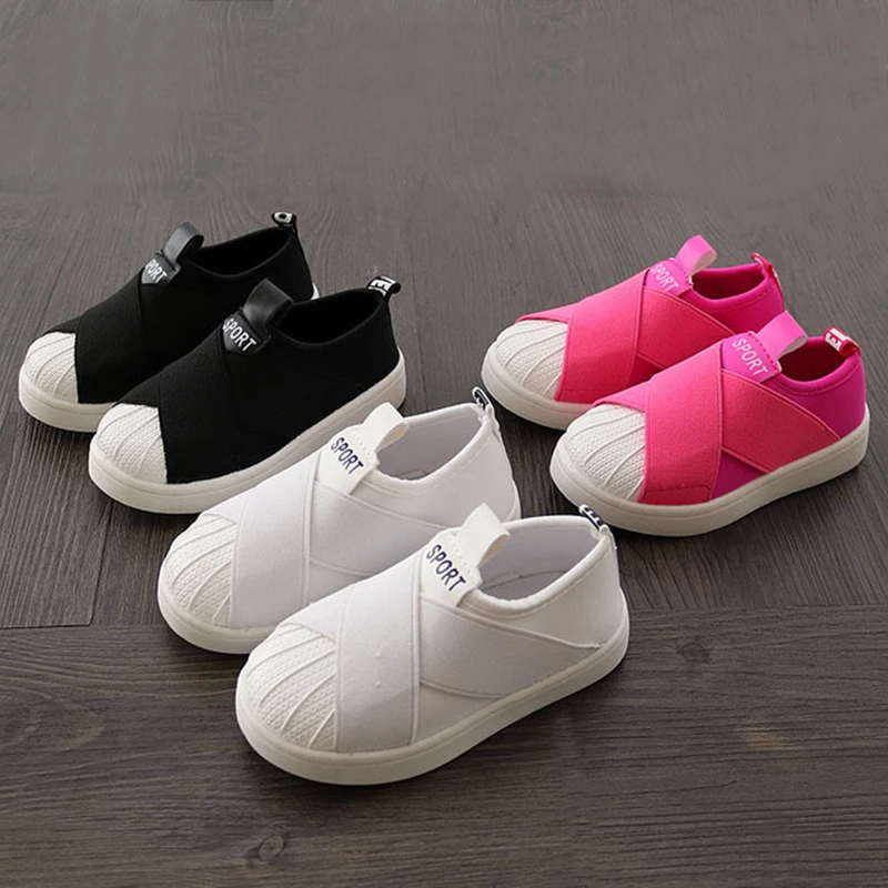 Kid Shoes Children's flat Shoes Boys Girls Elastic Cloth Casual Shoes baby pupil Shell Headboard Shoes 2019 new Spring Autumn