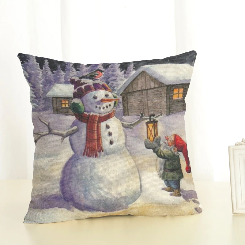 Новая цветная Рождественская подушка со снеговиком, наволочка из хлопка и льна для домашнего декора, наволочка для дивана, cojines decorativos para - Цвет: 2
