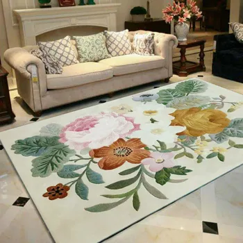 

European And American 100% Wool Floral Carpet For Living Room Bedroom Hallway Corridor Fashion Floral Modern Pattern Carpets