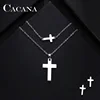 Ensembles en acier inoxydable CACANA pour femmes en forme de croix, collier, Bracelet, boucle d'oreille, bijoux de fiançailles amoureux S73 ► Photo 2/6