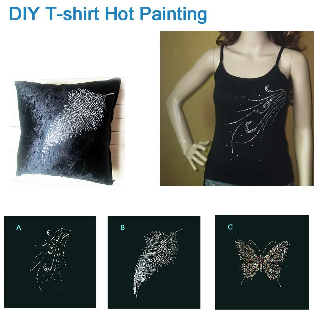 DIY Одежда футболка теплопередача пирограф 3D изысканный уникальный со стразами
