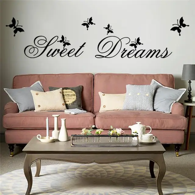 black sweet dreams quotes wall stickers for bedroom home decoration