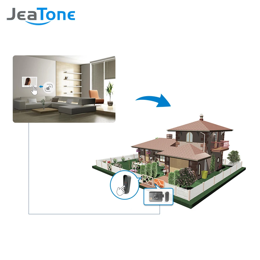 JeaTone 10" Color Touch Key Monitor Video Doorphone Intercom IR Night Vision Camera Video Doorbell Villa Intercom System Kit 1v1