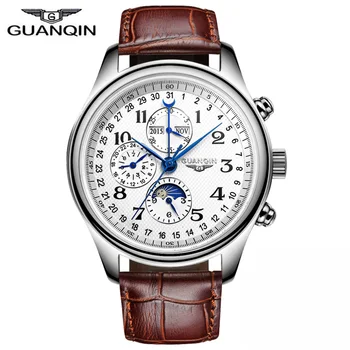 

GUANQIN Men's Full steel Automatic Mechanical Watches Men Luxury Fashion Casual Sports Perpetual Calendar waterproof Wristwatch