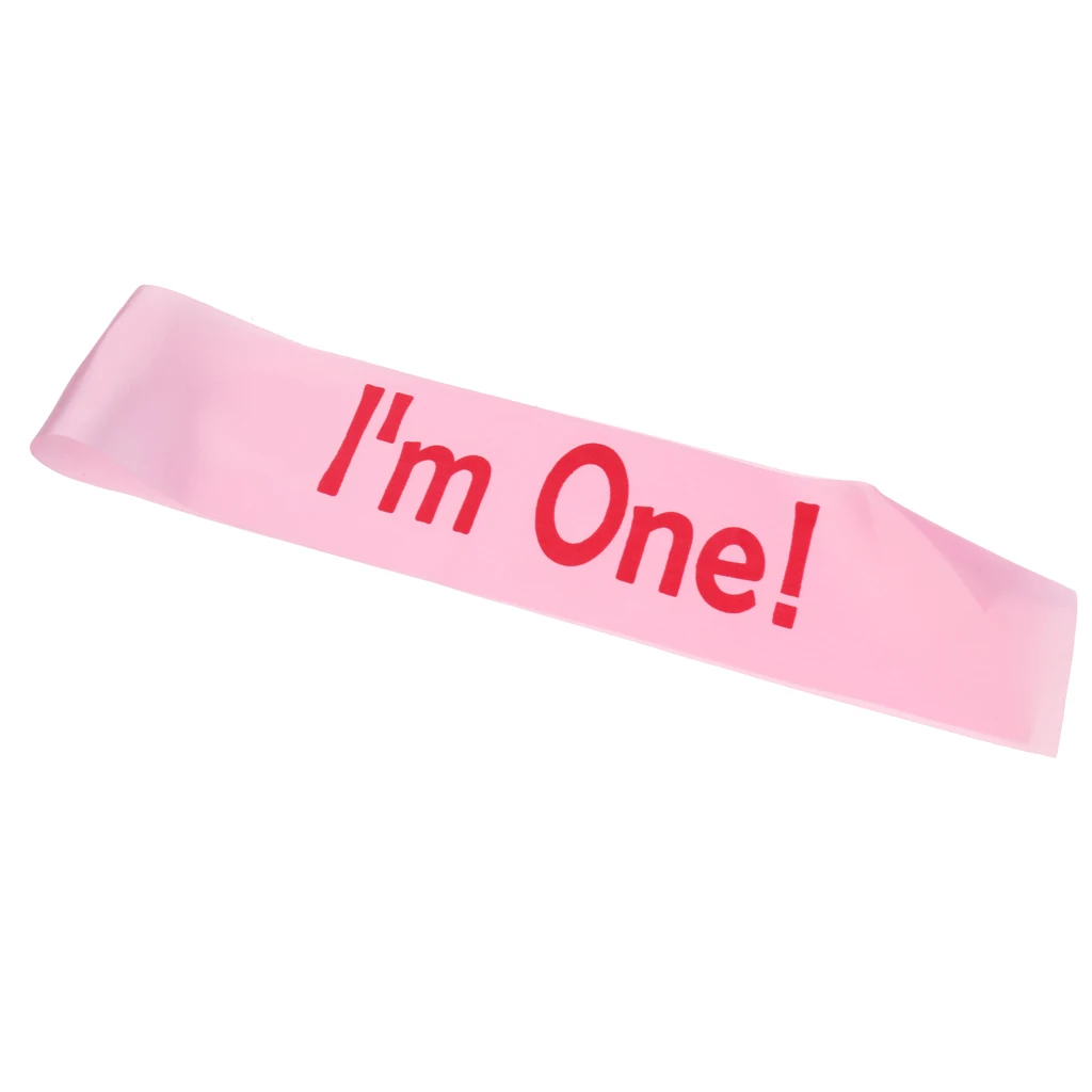 Cute I am One Satin Sash Baby Boy Girl First Birthday Decoration for Baby Shower Wedding Party Decoration Supply Gift Present