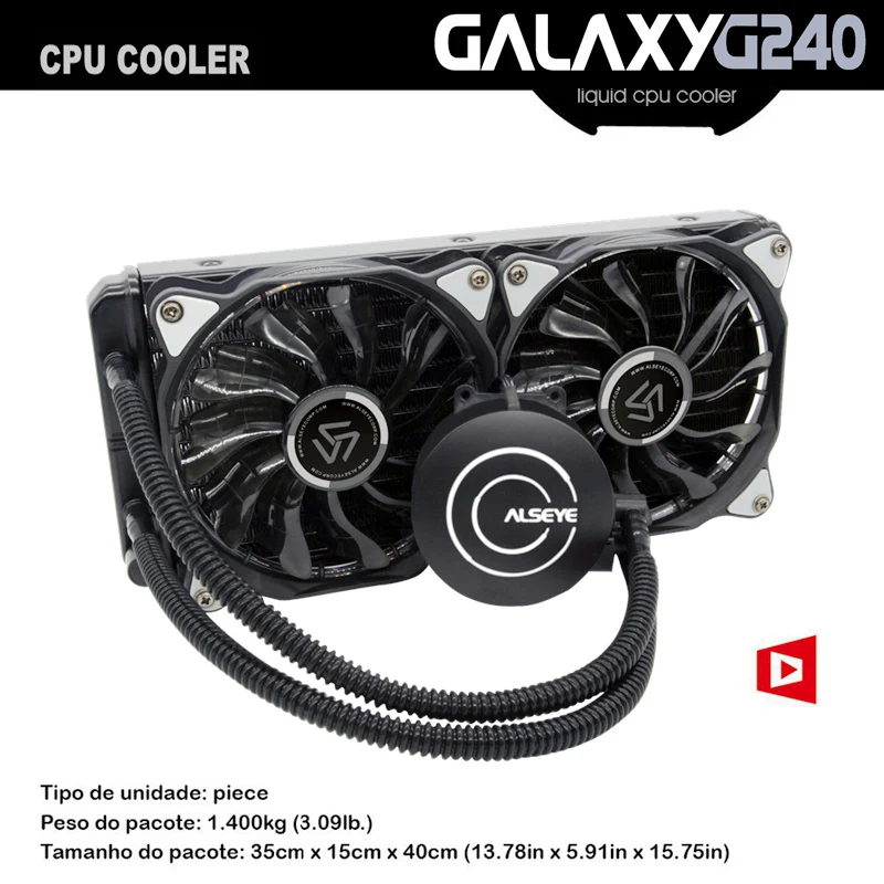 ALSEYE Galaxy 240 Water Cooling CPU Water Cooler for e5450 i7 6400t AM4 TDP 300W PWM