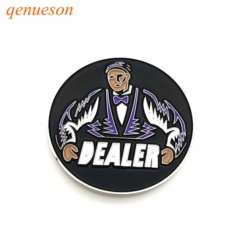 

New Hot Texas Hold'em 1PC 55MM Weight Metal Dealer Button Poker Chips Souvenir Coins Metal Poker Man DEALER qenueson