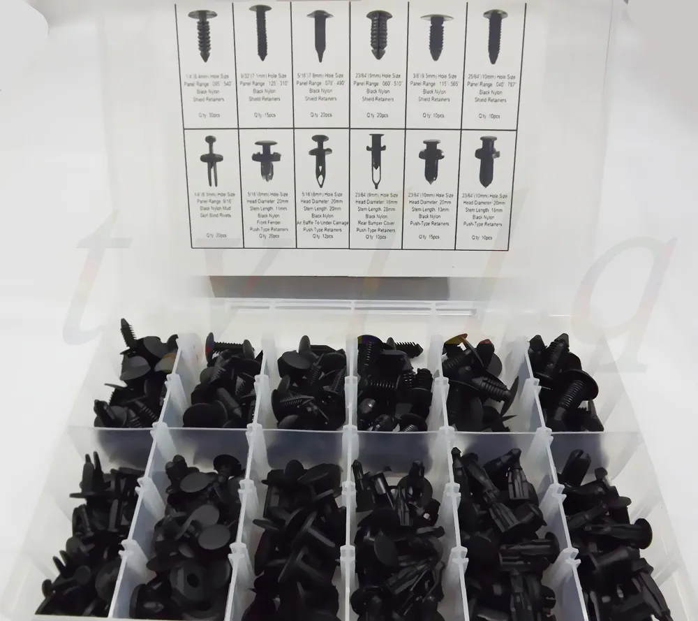 192 Clip Automotive Push Pin Retainer Assortment Kit For Toyota Honda