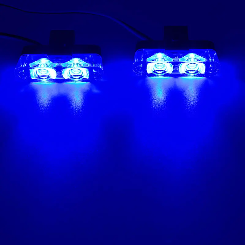 Высокая яркость 12 В 2X2 4LED Красный Синий Желтый автомобиль полицейский стробоскоп вспышка светильник авариПредупреждение 3 мигающий противотуманный светильник s Стайлинг автомобиля - Испускаемый цвет: Only Blue