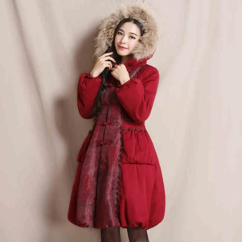 Cotton padded Coat 2016 Winter New Fashion Women s Elegant Vintage Outwear Slim Single Breasted Fur