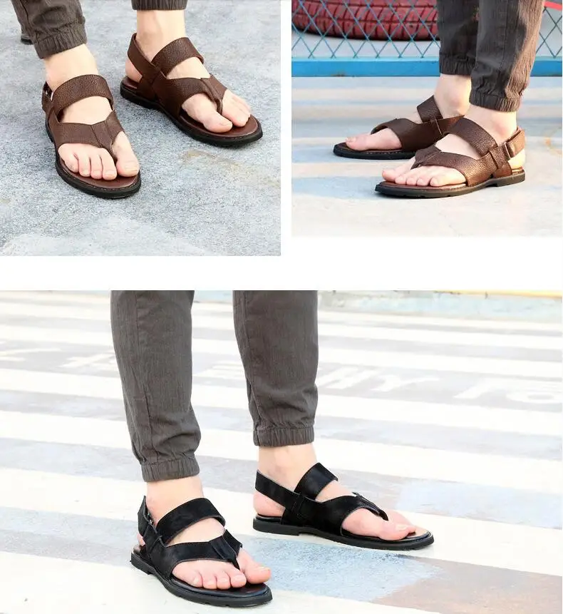 

Fashion leather men sandals casual Rome shoes outdoor shoes flat sandals summer breathable shoes male