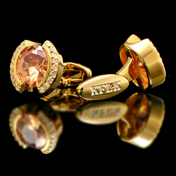 KFLK Luxury 2020 HOT shirt cufflinks for mens Brand cuff buttons Crystal cuff links Gold High Quality abotoaduras Jewelry