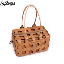 Gathersun, летние сумки для женщин,, ручная работа, натуральная кожа, роскошные сумки для женщин, дизайн, Женская открытая сумка для покупок