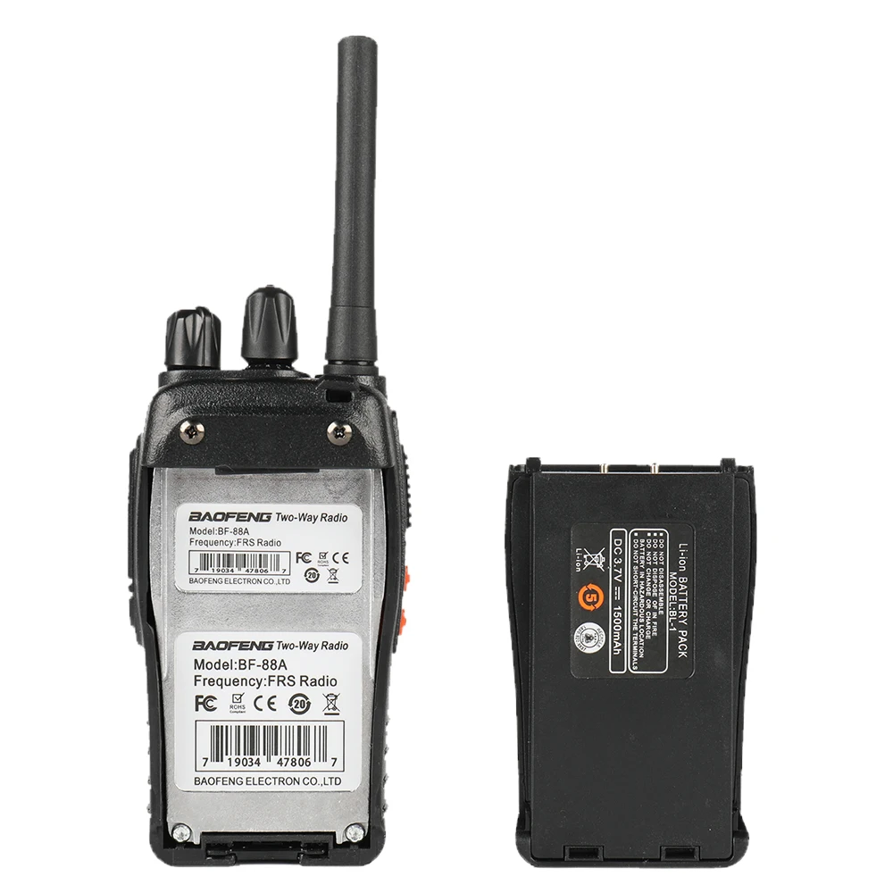 2 шт. Baofeng BF-88A FRS рация 0,5 Вт UHF 16 CH 462-467 МГц Ручной радиопередатчик двухстороннее радио обновленная версия BF-888s для нас
