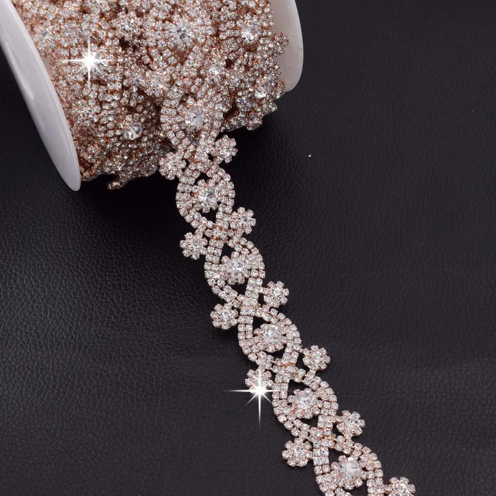 Cup Chain High Quality Silver Base Crystal clear sparse rhinestones