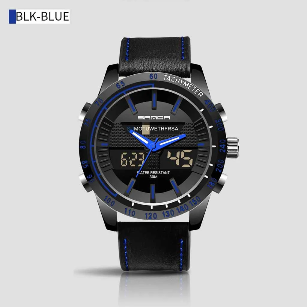 SANDA мужские s часы Топ бренд Роскошные военные часы мужские Авиатор аналоговые цифровые часы для мужчин армейские Relogio Masculino - Цвет: Blue