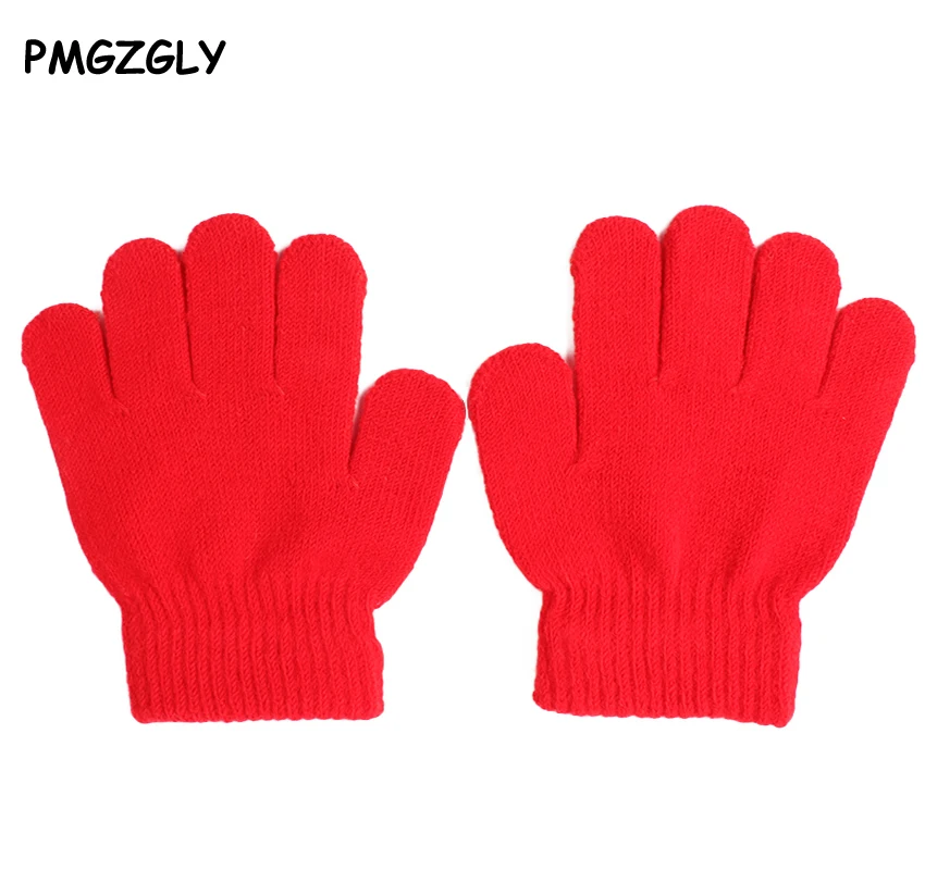 Перчатки для мальчиков, зимняя теплая перчатка для младенца, детские вязаные стрейч-варежки, Детские однотонные перчатки для девочек, вязаные аксессуары