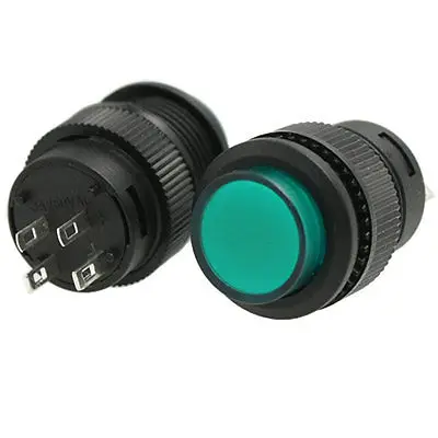 

2pcs 3A 250V AC On/Off Self-locking NO Round Pushbutton Switch with Green Light